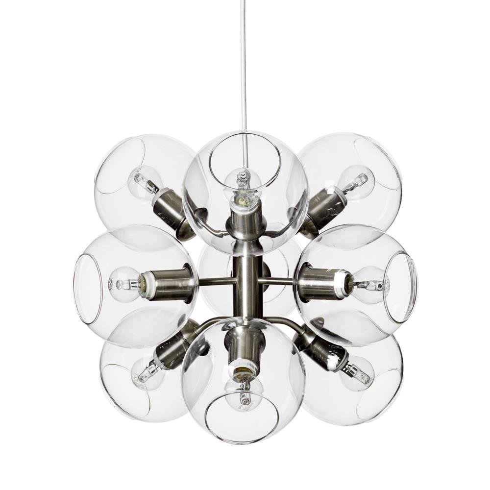 Tage taklampa, silver-klarglas