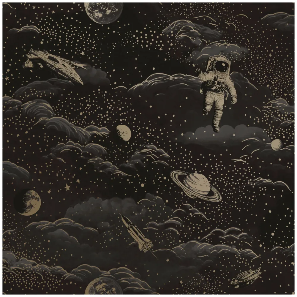 Tapet Adventure Awaits Lost in Space Black/gold