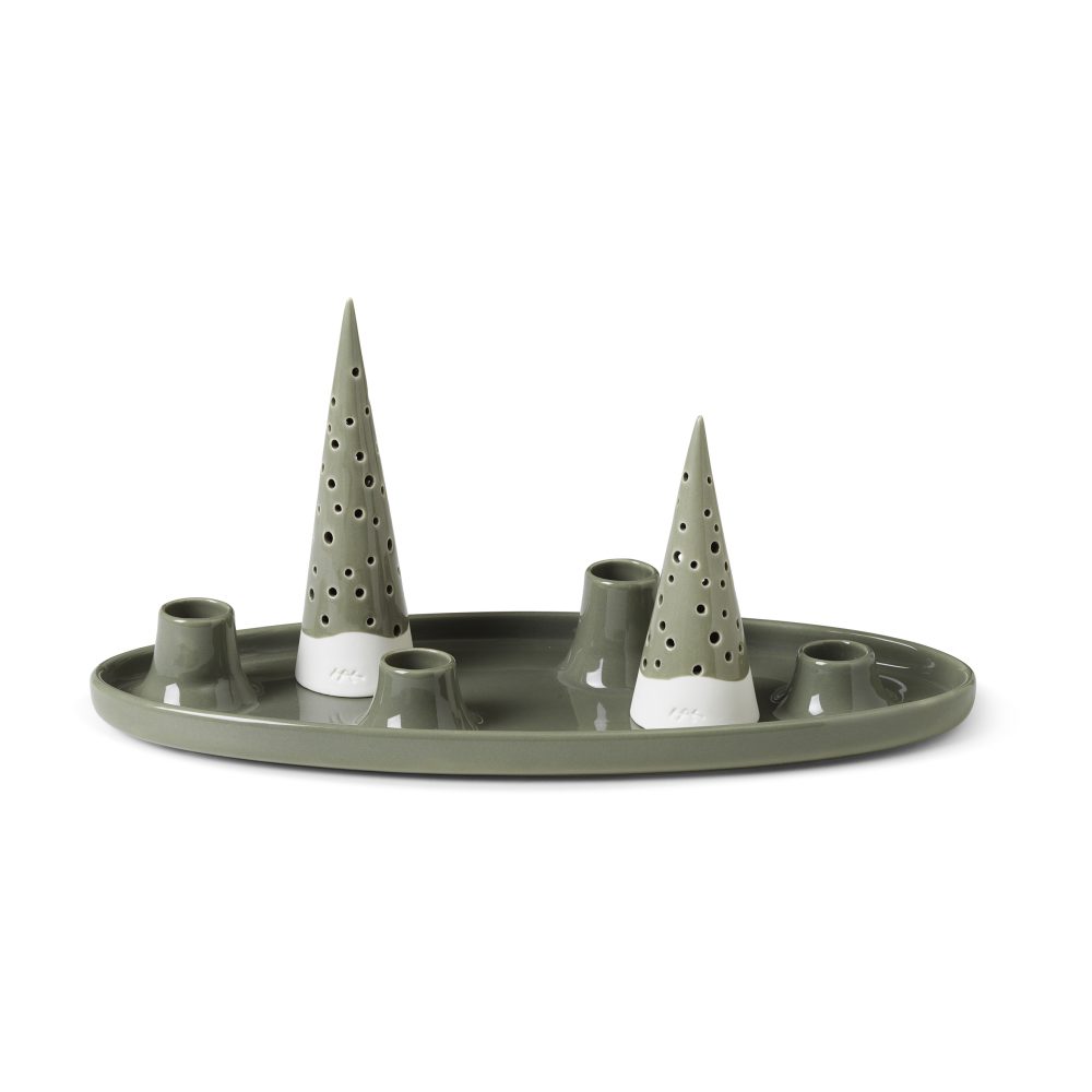 Nobili oval adventsljusstake 33 cm, Grön