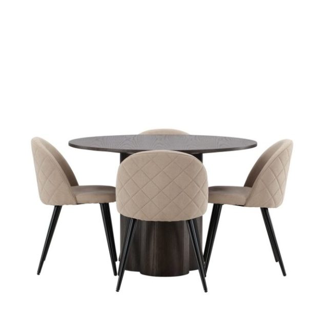 Olivia Matgrupp 110 cm Rund med 4 Velvet stolar