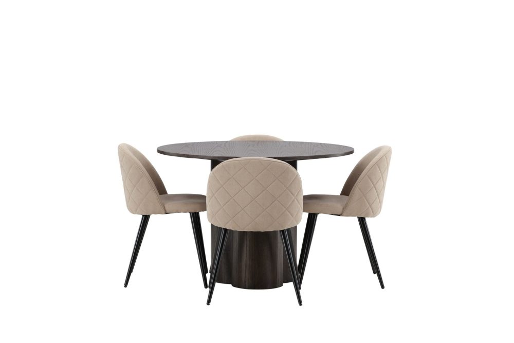 Olivia Matgrupp 110 cm Rund med 4 Velvet stolar